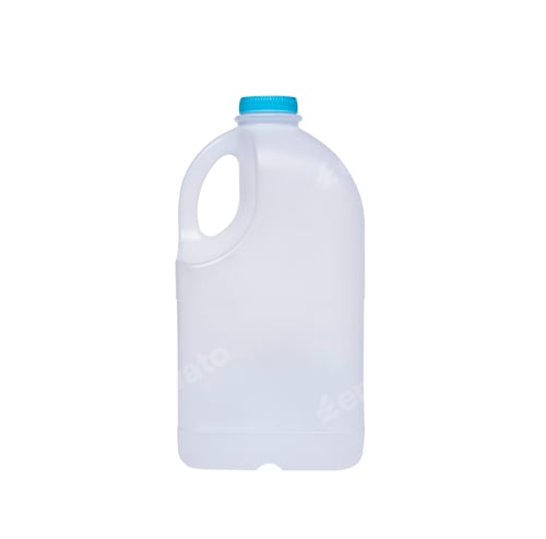 Preview: Empty white Plastic milk gallon container isolated on white background with clipping path
