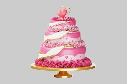 Preview: Pink celebration cake with roses