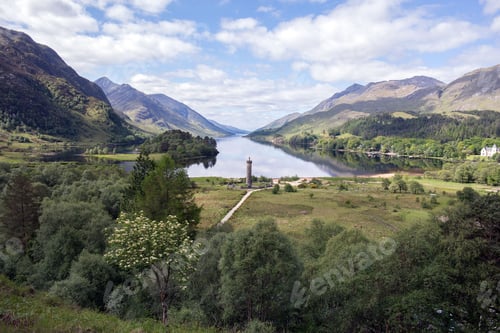 Preview: A valley, a monument and a lake in Scottish Highlands