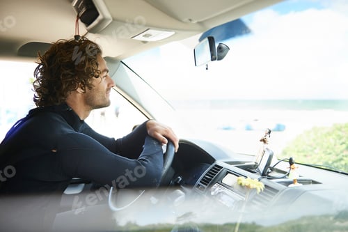Preview: Kite surfer in wetsuit in car, Hornbæk, Hovedstaden, Denmark