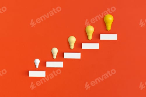 Preview: Ladder career path for business growth success process. Inspiration and creative idea concept.