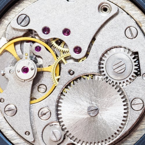 Preview: gray clockwork of old mechanical watch