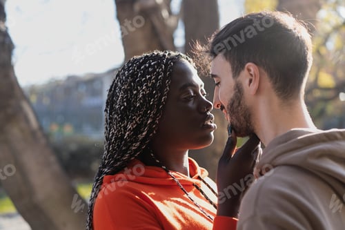 Preview: Multiracial couple engaging moment