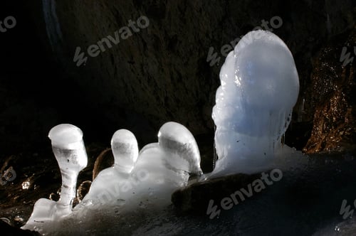 Preview: Ice stalagmites in ice cave. Scarisoara, Romania