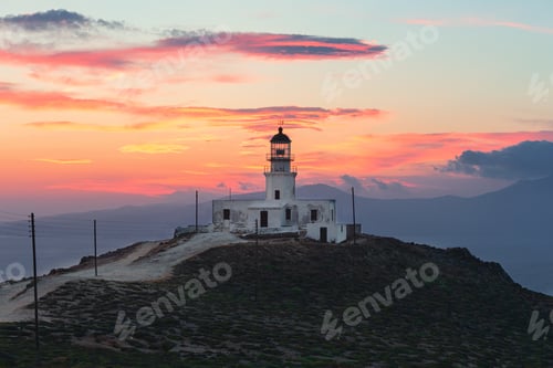 Preview: Lighthouse In Mykonos With Sunset Sky