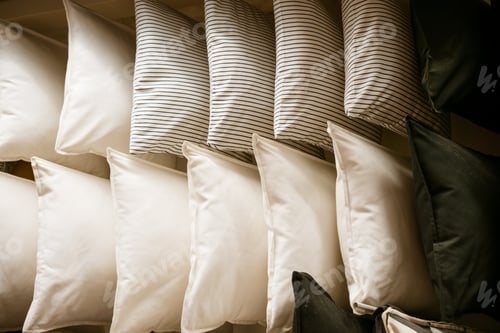 Preview: light pillows in row close-up in the store
