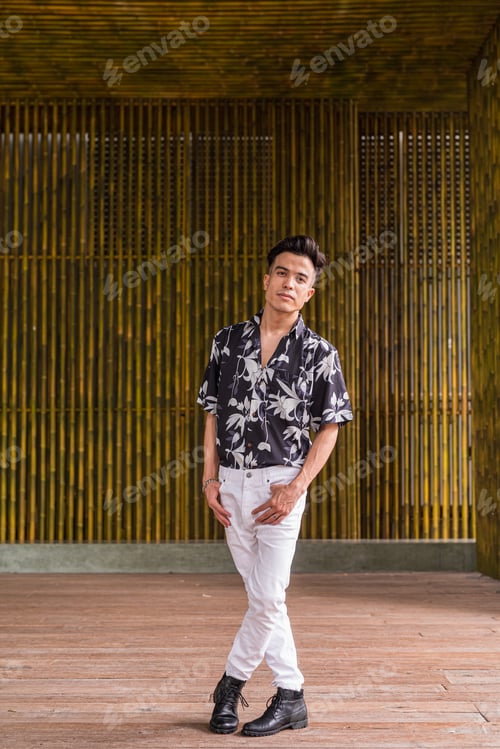 Preview: Full length portrait of cool young man outdoors during summer