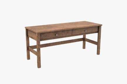 Preview: Rustic Wooden Desk with Drawers