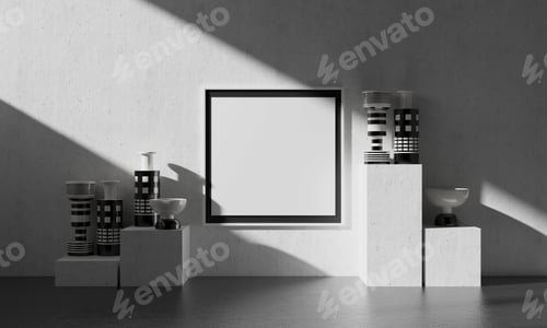 Preview: The living room consists of a vase and a picture frame on the wall.