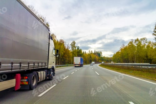 Preview: Truck on freeway road, cargo transportation concept