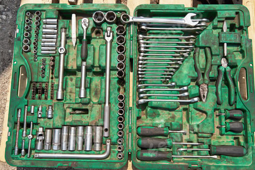 Preview: a lot of old instruments in tool box