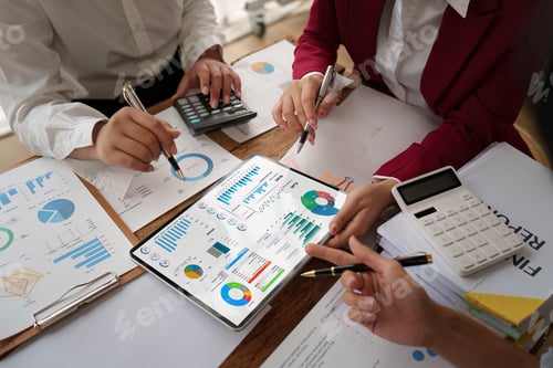 Preview: Close up Business team of financial analyze about company's graph profit. finance, strategy, meeting