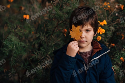 Preview: Child with Leaf in a Nature Setting