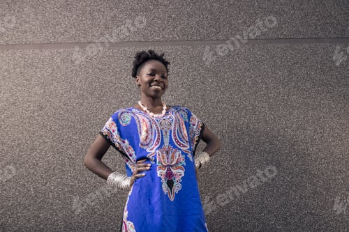 Preview: One, Young Adult, Black African American Woman, Arms Outstreched, Upper Body Shot, Urban Area