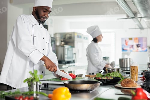 Preview: Culinary expert in restaurant professional kitchen cooking gourmet dish