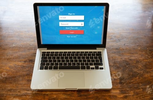 Preview: Login password on a laptop screen. Internet security concept.