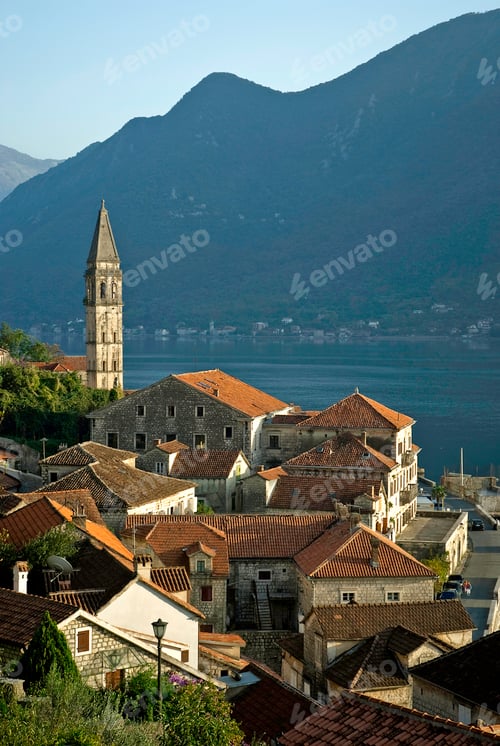 Preview: views of perast on kotor bay, montenegro
