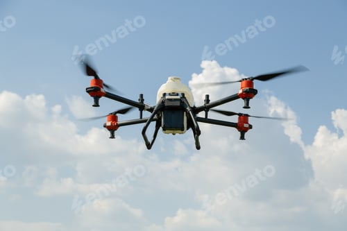 Preview: Agriculture drone fly to sprayed fertilizer on the fields. Industrial agriculture and smart farming