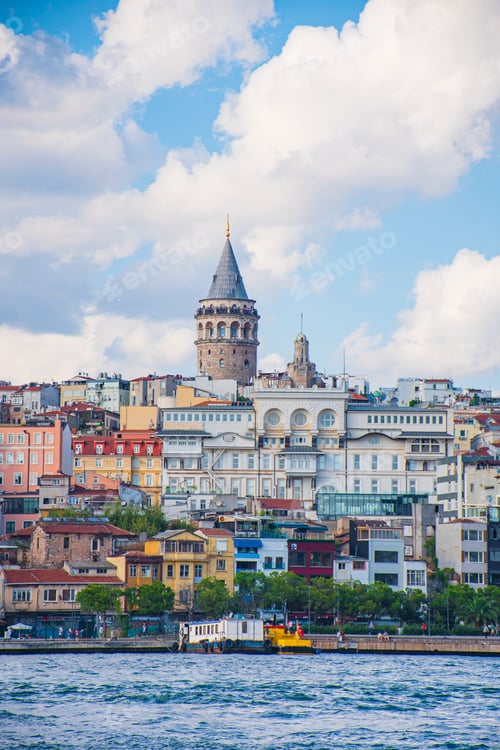Preview: galata tower istambul sea view panorama summer day