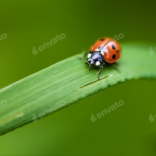 Preview: Ladybug on grass macro close up