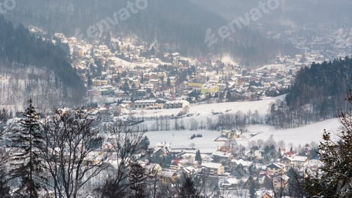 Preview: Panoramic view of Szczyrk town in winter