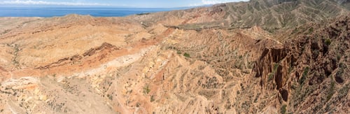 Preview: 180 degree aerial panorama of Skazka Canyon in Kyrgyzstan.