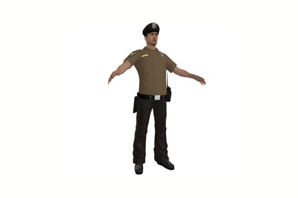 Preview: Police officer in khaki uniform with extended arms