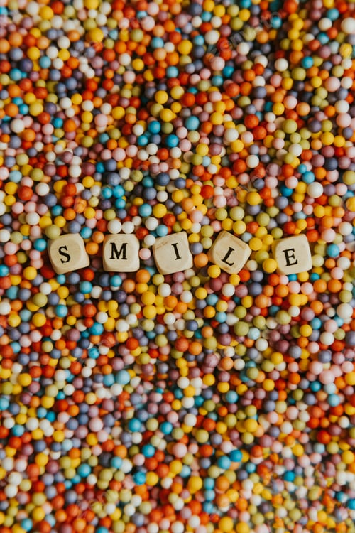 Preview: Super colorful mock up with happy and fun concept, colorful balls with Smile written