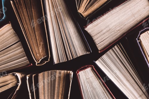 Preview: Old and used books. Knowledge and success in our careers, business and personal lives
