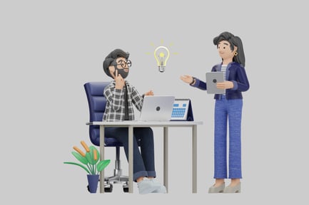 Visualização: Duas pessoas em um ambiente de escritório