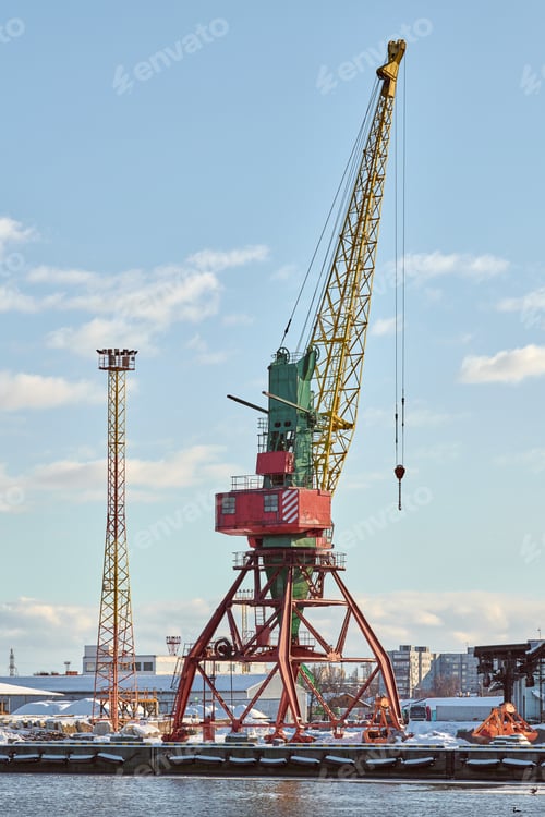 Preview: Harbor cranes, container ship terminal, cargo container yard