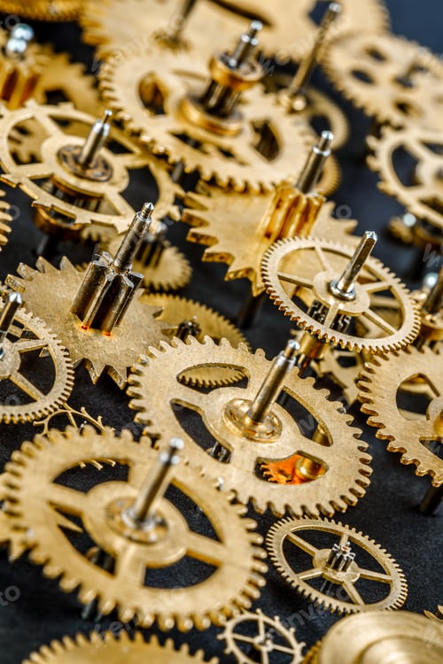 Preview: Close up old mechanism on a black background...