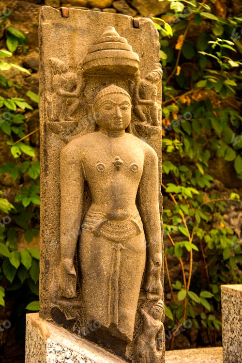 Preview: Ancient stone sculpture at Daulatabad Fort, India.