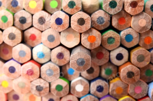 Preview: Different color pencils as background, top view