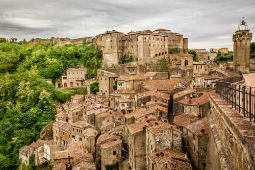 Preview: View of the city Sorano, Italy