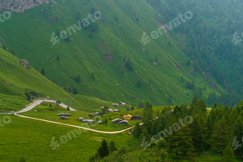 Preview: Mountain landscape along the road to Fedaia pass, Dolomites