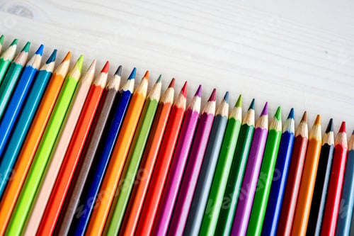 Preview: Colorful pencils set on watercolor paper