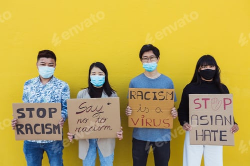 Preview: Group of asian people protest on the street for equal rights