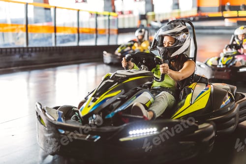 Preview: Intense Go-Kart Race with Focused Female Driver
