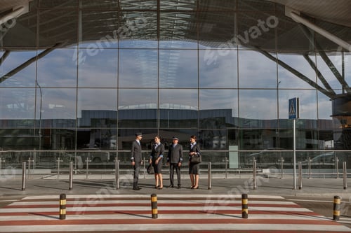 Preview: Flight team standing outdoor with terminal on the background