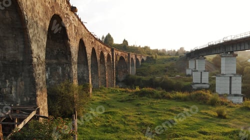 Preview: Closeup view of beautiful arches of bridge