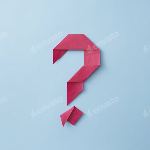Preview: Neatly folded origami red paper question mark