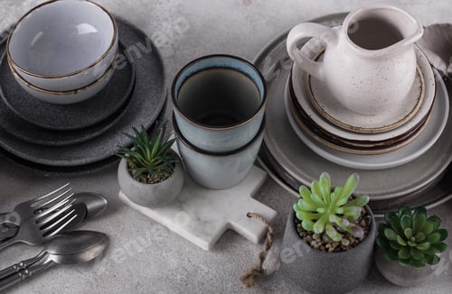 Preview: Craft ceramic plates, bowls and cups