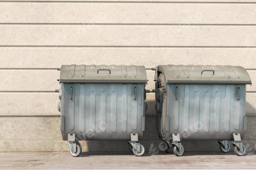 Preview: Metal garbage contaner or refuse trash bin isolated on white.