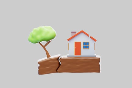 Visualização: Casa de desenho animado com cena de árvore