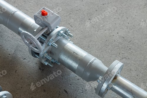 Preview: Industrial Pipe with Valve and Flanged Connection