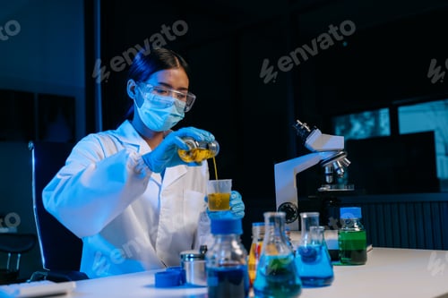 Preview: Scientists, beakers, and microscopes in cutting-edge research. Perfect for science