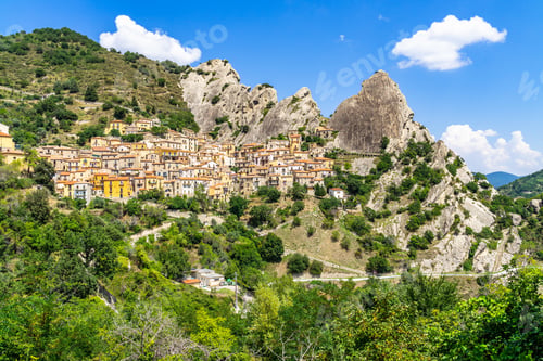 Preview: View of Castelmezzano, a typical village under the peaks of the