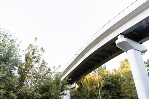 Preview: low angle view of high bridge near trees against clear sky