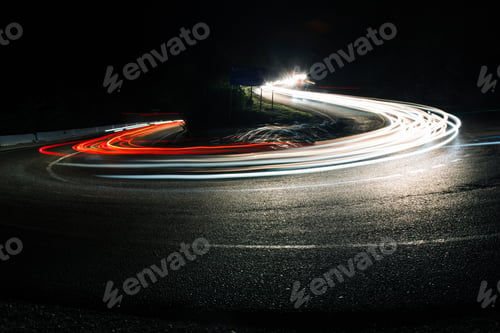 Preview: Bright car lines on night road